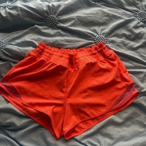 Lululemon Athletica pink/orange hotty hot shorts